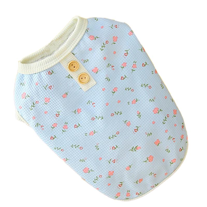 

Рубашка с цветочным узором для питомца, яркая, с принтом, мягкая, цветочный свитшот для щенка на лето, весну, светло-голубая, L L светло-синий