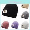 Printing K Letter Knitted Cap Beanie Hat Windproof Fashion Warmth Color Solid