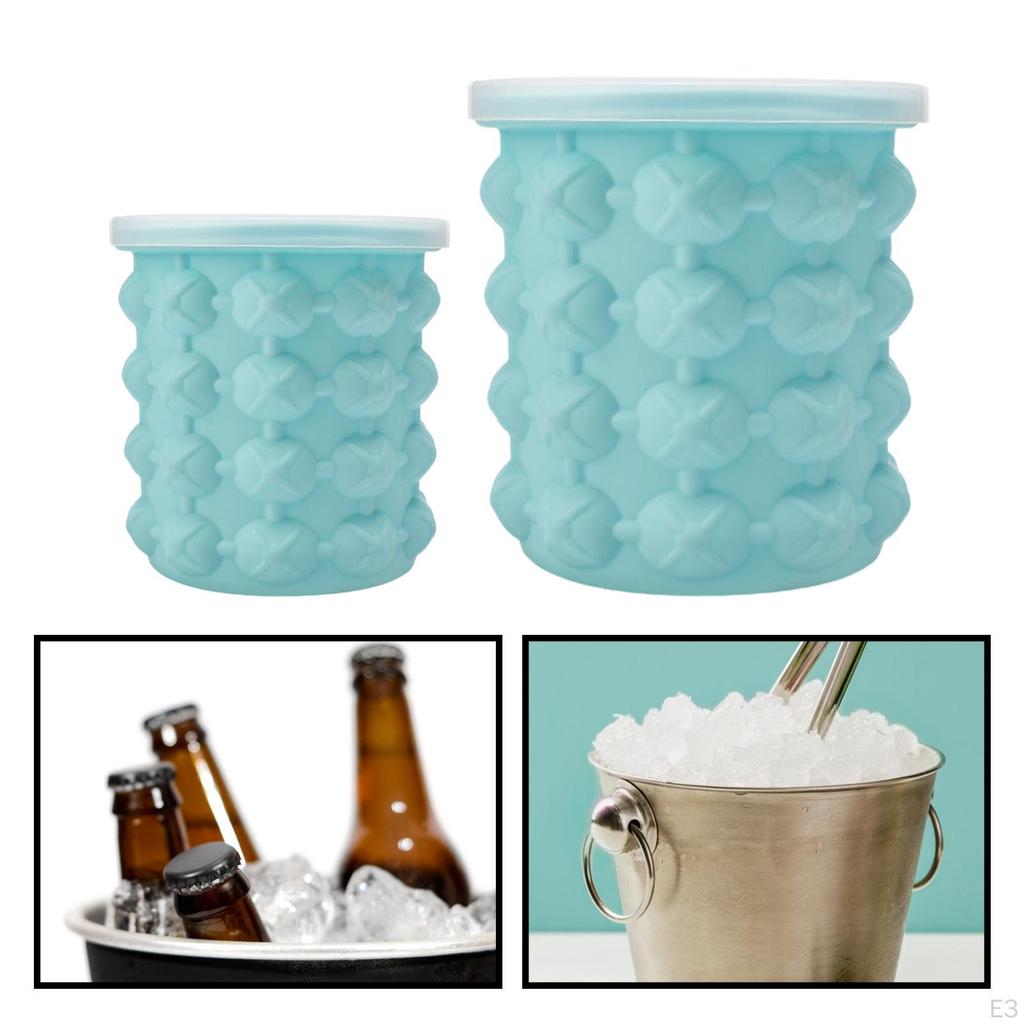 2 In 1 Silicone Ice Bucket Drink Cooling Cube Maker Portable Storage