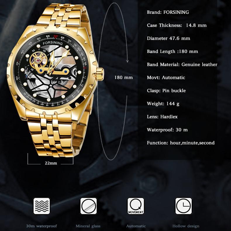 FORSINING Orologio Uomo Militare Multifunzione - Quarzo, Quadrante 45mm, Cinturino In Pelle, Digitale/Analogico, Sveglia