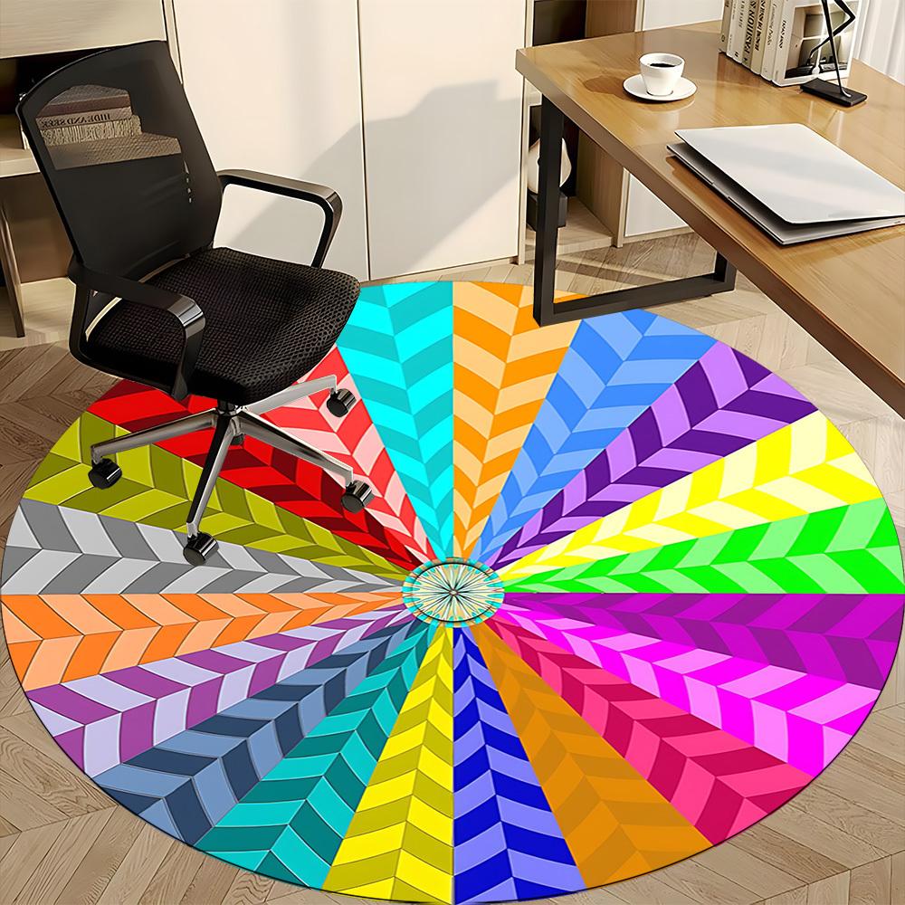 1pc Color Wheel Chair Carpet for Office Non Slip, Machine Washable Rug for Office, Room Holiday Decor for Christmas, Birthday Polyester