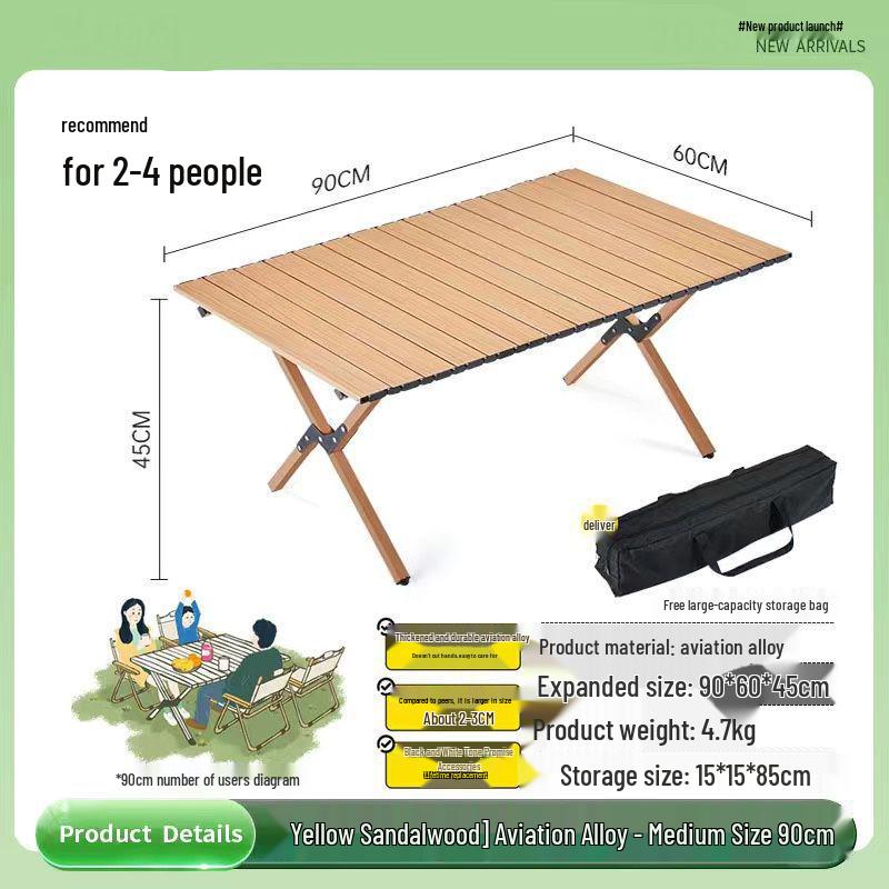 Portable Outdoor Folding Egg Roll Camping Table and Chair Set for Picnic and Barbecue