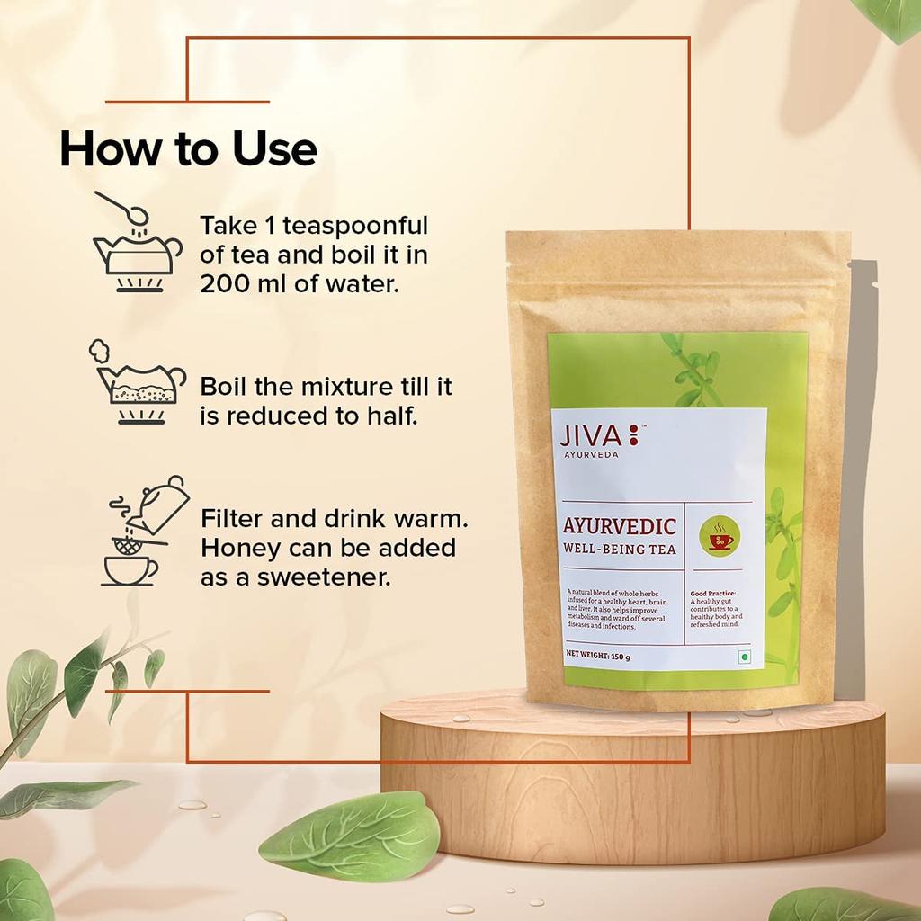 Jiva Ayurvedic Ginger Tea Pack Of 3 – 150 G, Caffeine Free, Immunity Boost, Digestive Support, Cholesterol Management