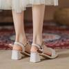 Fashion High Heeled Slippers Women’s Summer Versatile Thick-Heeled Medium-Heeled Fashion Women's High Heeled Shoes Sandals Women Shoes