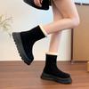 Women's Snow Boots Round Toe Platform Sole Rear Zipper Thickened Cotton Boots with Velvet Fashion All-match Winter Warm Boots