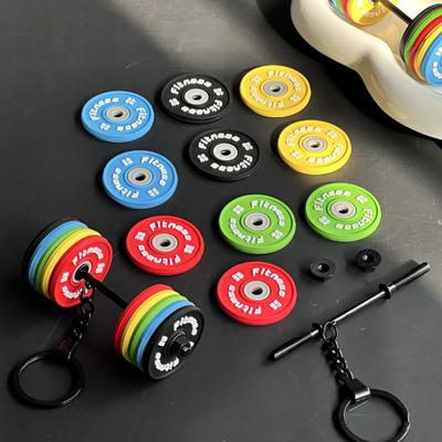 Fitness Schlüsselanhänger Anhänger Gummi Metall Workout Langhantel Gewichtheben Anhänger Fitnessstudio Schlüsselanhänger