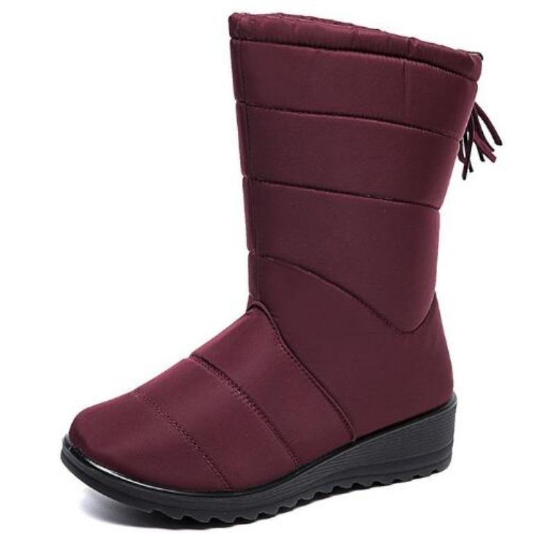 Wimter Mid-Calf Botas Femininas De Inverno Warm Large Size Tassel Wedge Waterproof Casual Women'S Snow Boots P269