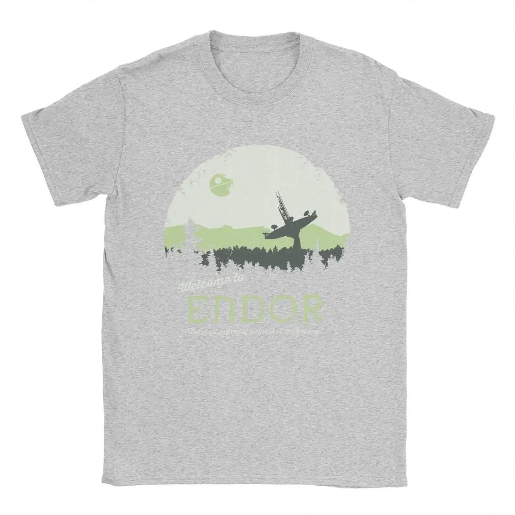 Willkommen auf Endor T-Shirts Herren Reine Baumwolle Neuheit T-Shirts Rundhals Besuchen Sie Tatooine T-Shirt Kurzarm Kleidung Druck#Farbe