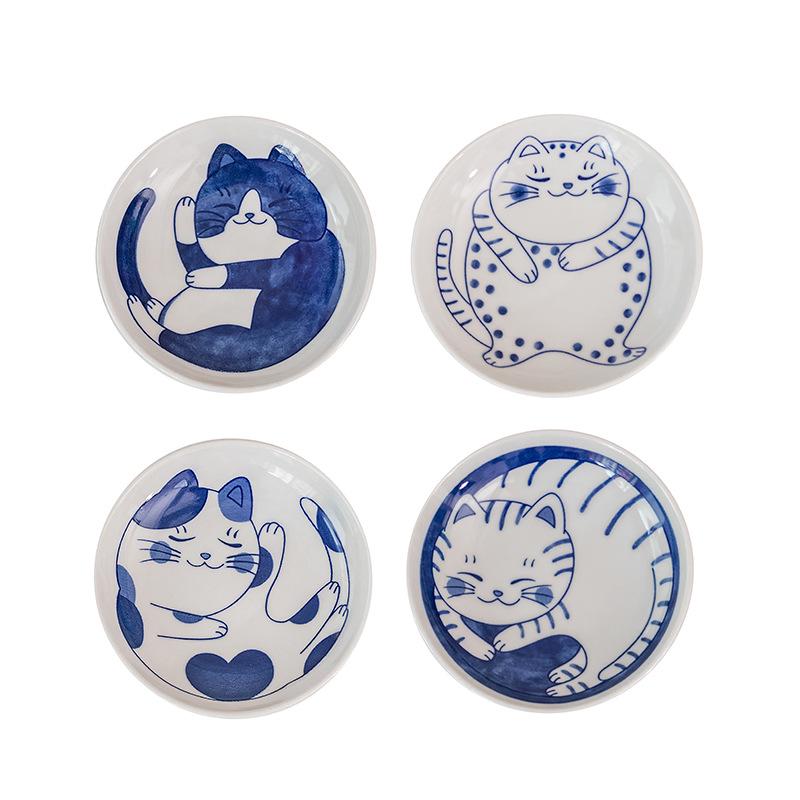 Cartoon Katze Keramik Snackschale - Niedliche Essig- & Gewürzplatte für Zuhause