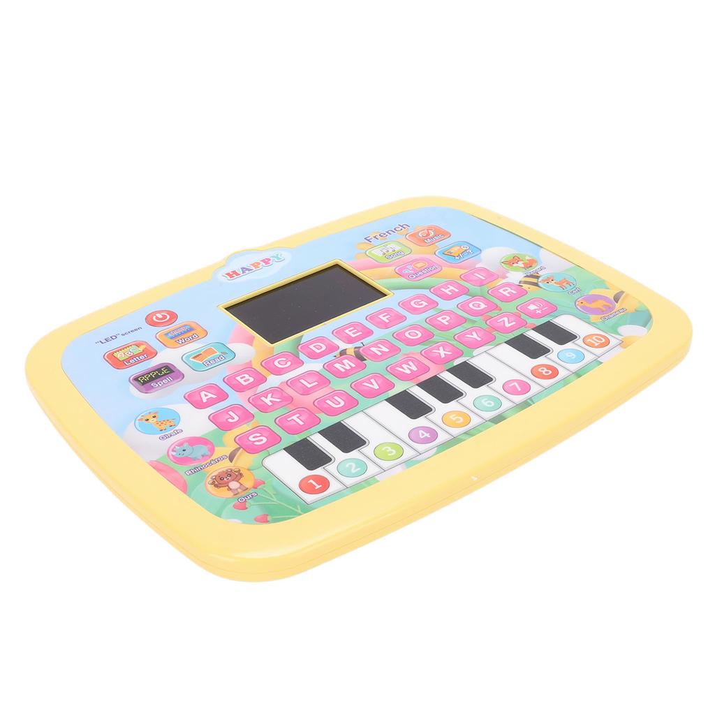 Tablette d'apprentissage pour enfants Écran LED Éducatif Alphabet Chiffres Lecture d'histoires Tablette d'apprentissage Jouet Jaune