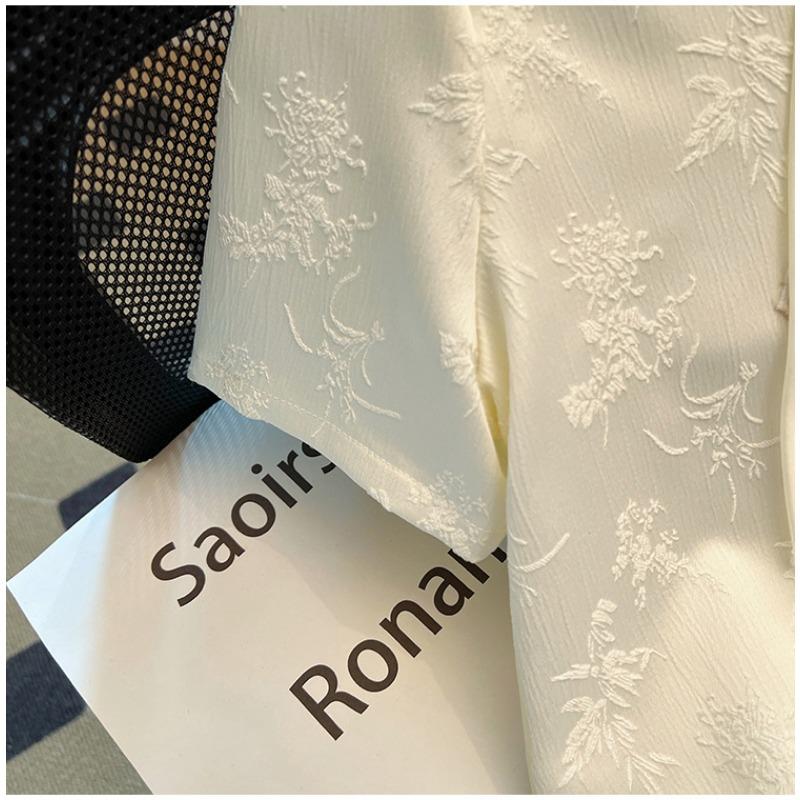 Women's Embroidery Plate Button Blouse Summer Premium Feeling Temperament Short Sleeve Shirt