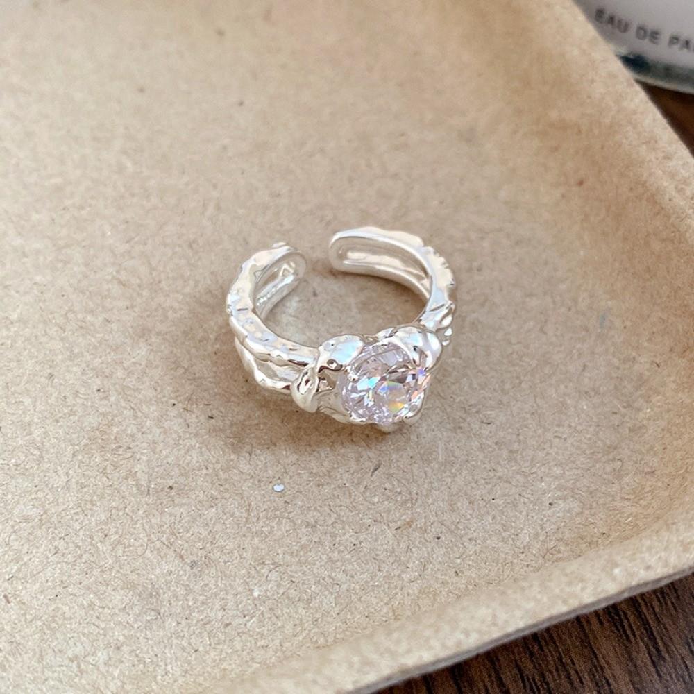 Copper Vintage Crystal Love Ring Opening Opening Finger Ring Gifts for Women Girl