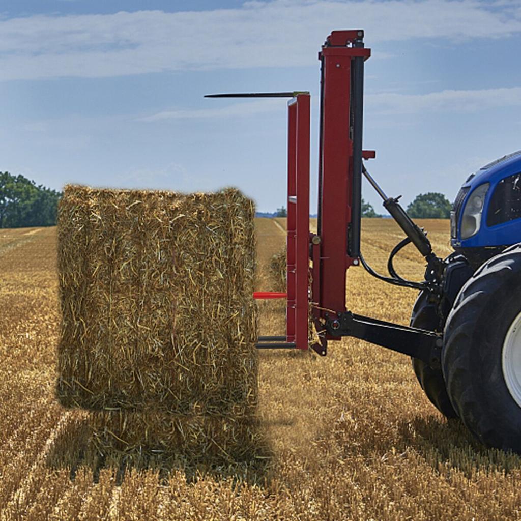 Hay Spear 49\" Bale Spear 3000 Lbs Capacity, Bale Spike Quick Attach Square Hay Bale Spears 1 3/4\" Wide, Red Coated Bale Forks, Bale Hay Spike with 2