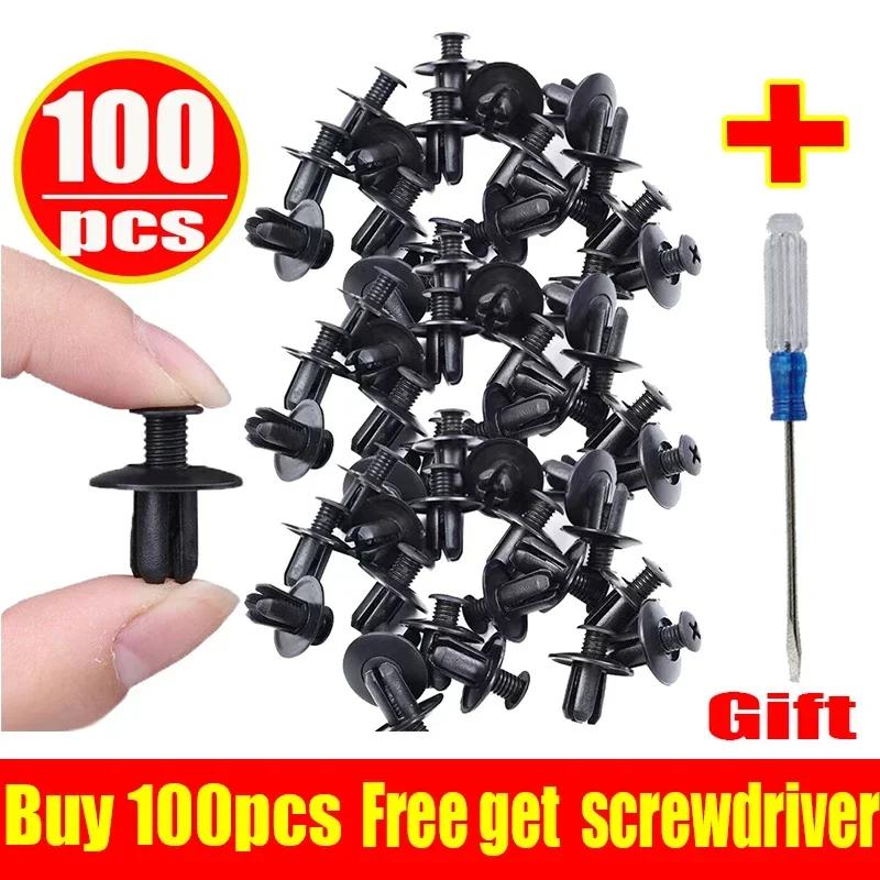 10-200pcs 8mm Plastic Rivets Fasteners Screw Car Bumper Fender Black Rivet Car Fastener Clips for Toyota Focus Kia Nissan Yamaha