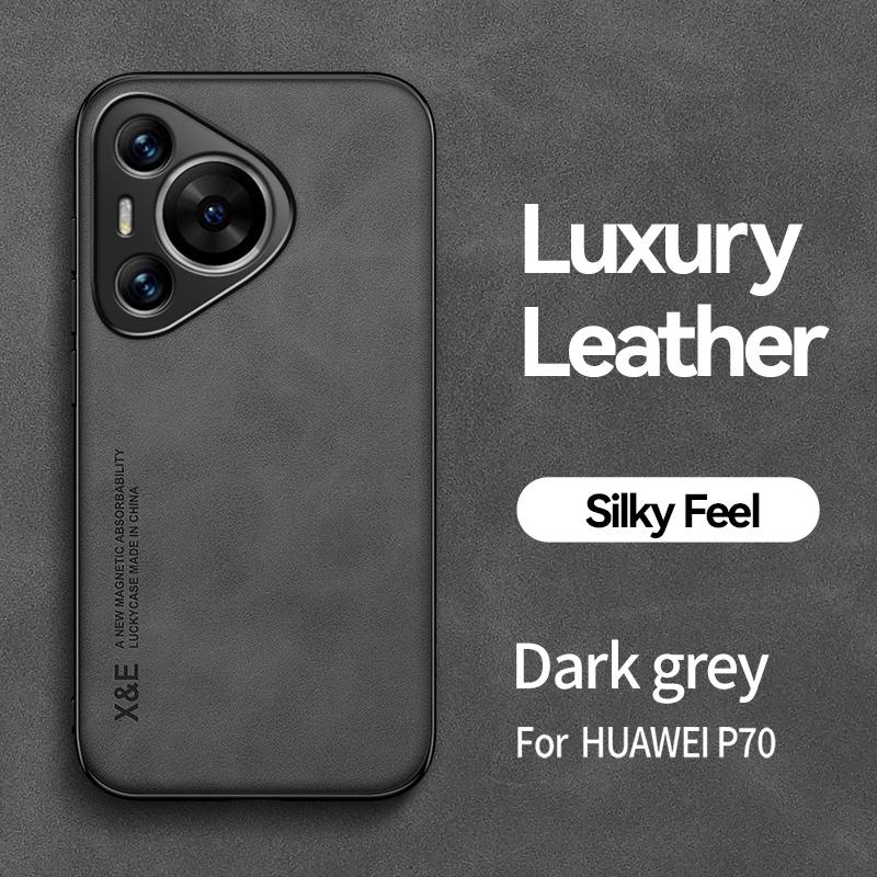 For Pura 90 Pro Max PU Leather Car Magnetic Holder Silicone Case For Huawei Pura 90 Pro Max Built-in Iron Protection Phone Cover