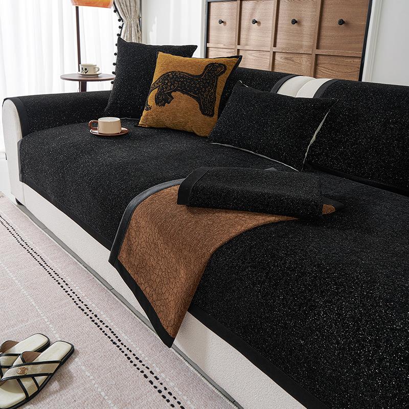 

Подушка на диван из пряжи Снежинка для четырех сезонов, универсальный удобный нескользящий чехол-накидка на диван, новинка 2025, накидка на спинку, тканевое полотенце 45X45cm pillowcase чёрный