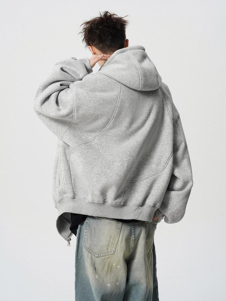 Versatile Plus Size Deconstructed Hoodie: Men's Trendy High Street Winter Sweatshirt