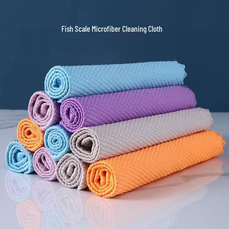 

Absorbent Streak-Free Fish Scale Dishcloth for Dishes and Glass Cleaning 25*25 Mixed Colors