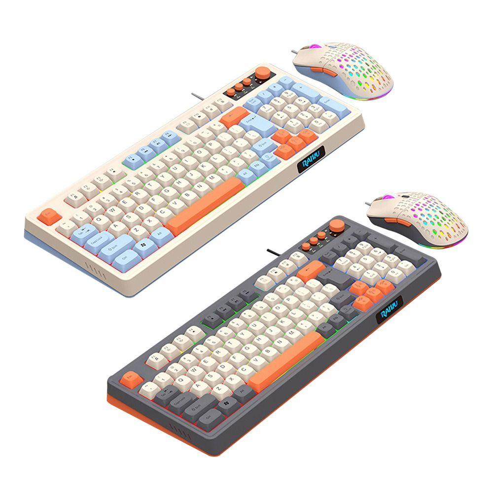 98 Key Layout RAIKU T98 Keyboard RGB Lighting Wired Keyboard New Keyboard Mouse Set Game