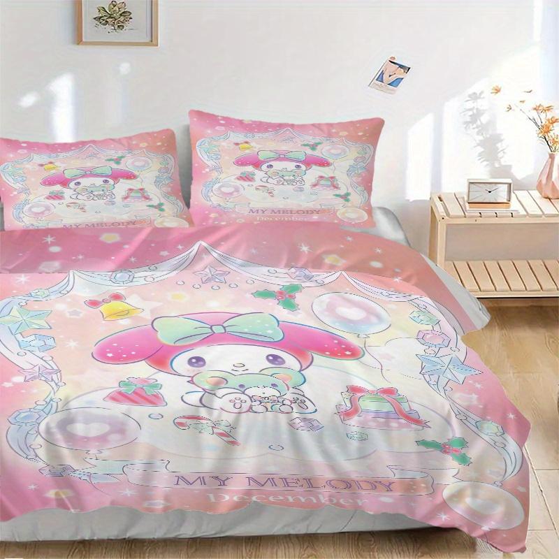 

3pcs December My Melody Three-Piece Patterned Quilt Cover Set - Soft and Cozy Bedroom, Guest Room and Dorm Decorative Bedding 3-Piece Set 1 Quilt 135x200cm