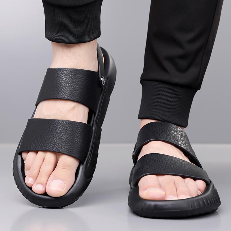 Fashion Brand Summer Men Sandals Leather Lightweight Open Toe Flats Casual Outdoor Walking Sandals Men Beach Hollow Out Shoes Size 38-44