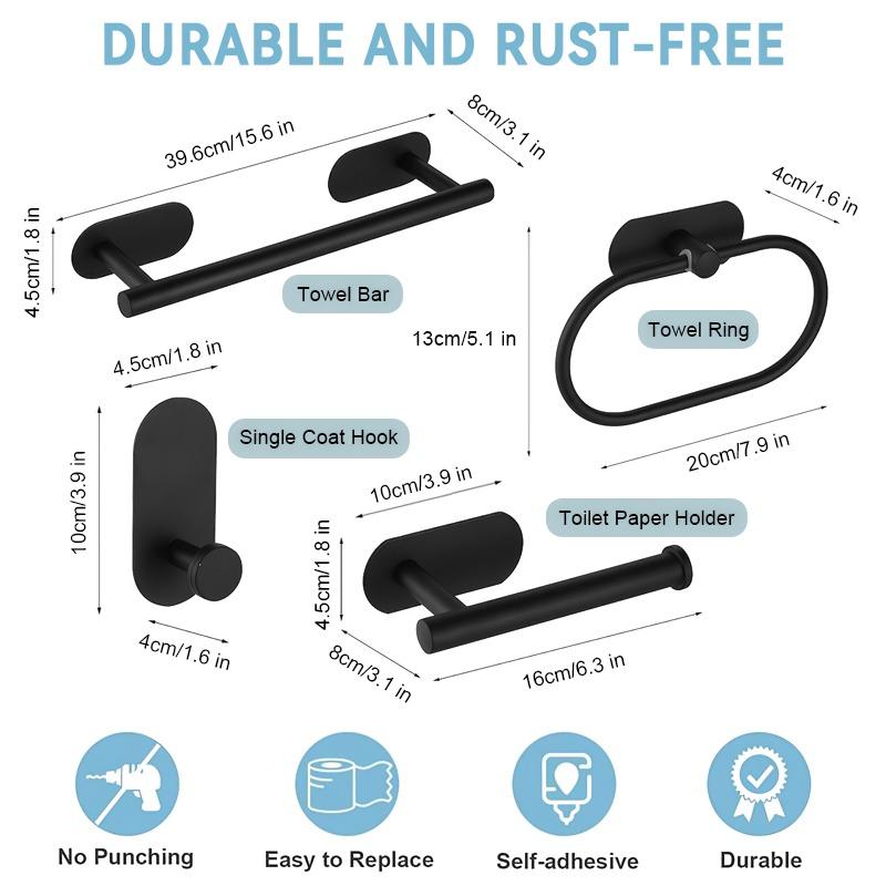 1/4 Stück Handtuchstange für Badezimmer Ohne Bohren Edelstahl Badezimmerzubehörsets Toilettenpapierrollenhalter Handtuchständer