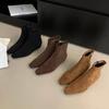 2025 Autumn and Winter Heightening French Retro Pointed Short Boots Women's Soft Sole High Heel Elastic Thin Boots Tide