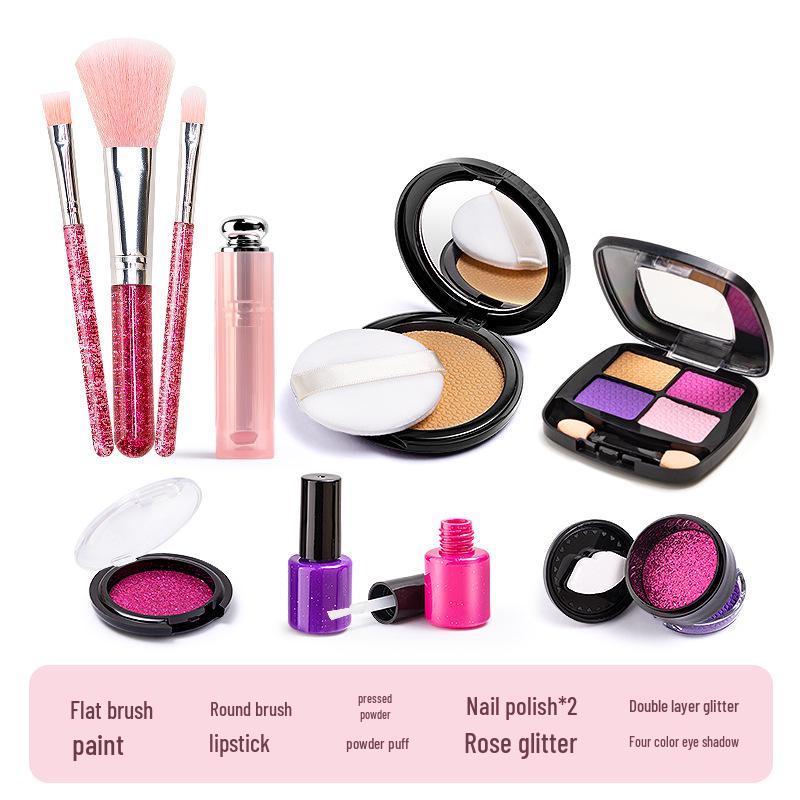 Pigmentfreies Kinderschminkset: Lippenstift, Puder, Lidschatten, Accessoires