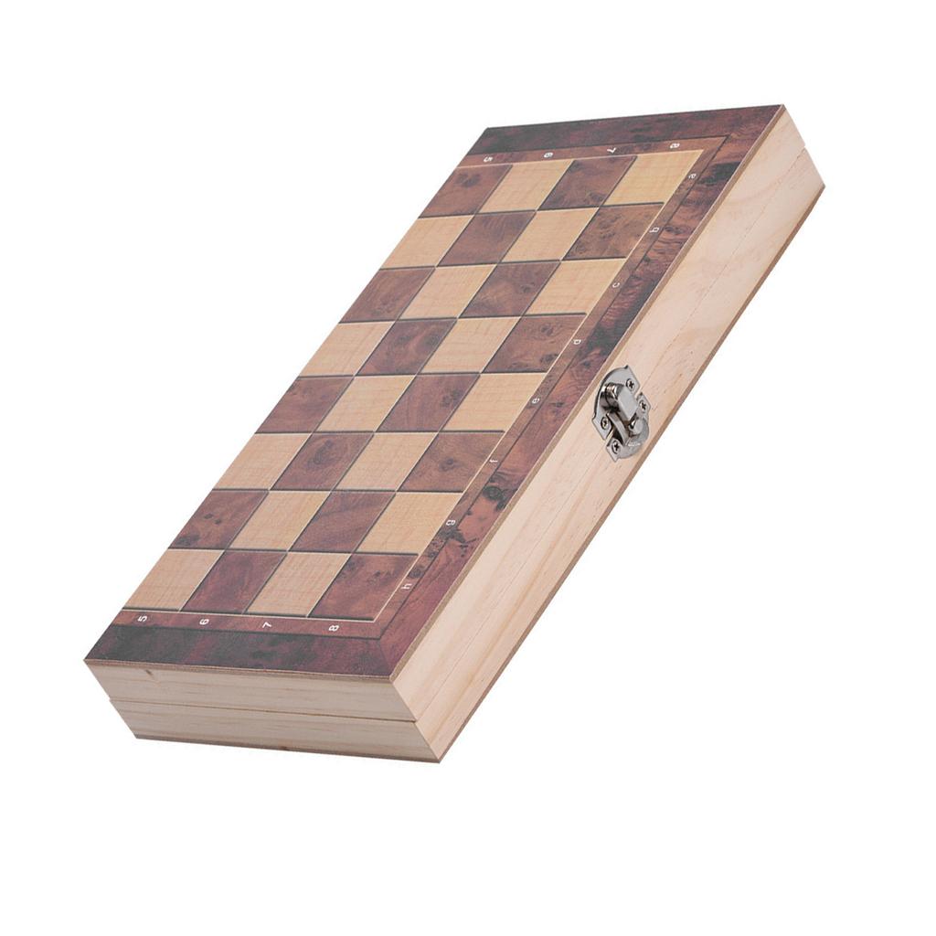 3in1 Portable Wooden Chessboard Folding Board Chess Game For Party Family Activities (29*29cm)