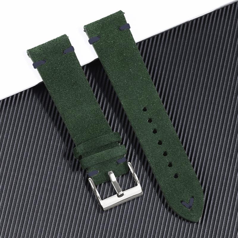 Miękki Bransoletka ze Skóry Naturalnej Zamszowej 18mm 20mm 22mm Pasek do Zegarka ze Skóry Krowiej dla Rolex Vintage Ręcznie Szyty Pasek na Nadgarstek dla Seiko