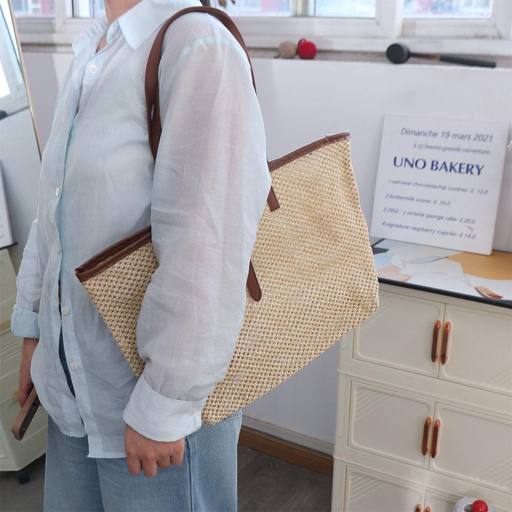 Boho Woven Straw Bag Beach Shoulder Bags Ins Straw Tote Bag  for Women