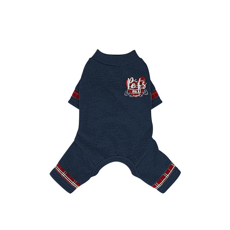 Pet clothes, warm in autumn and winter, thick base, Bisheng Schnauzer embroidered middle collar, four-legged plaid splicing, outer wear