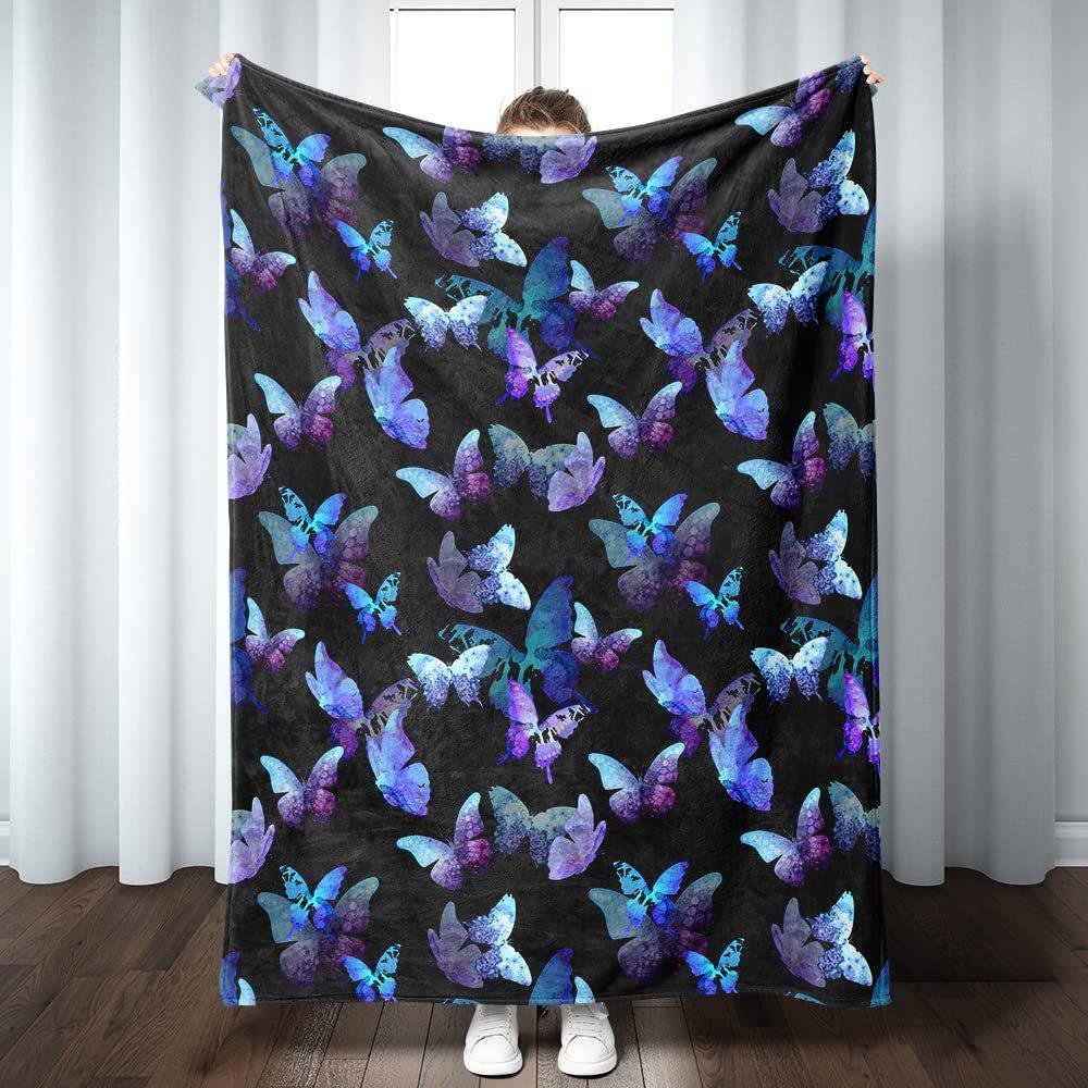 Butterfly Print Flannel Blanket Office Nap Blanket Blanket Thermal Blanket Sofa Blanket Knee Blanket