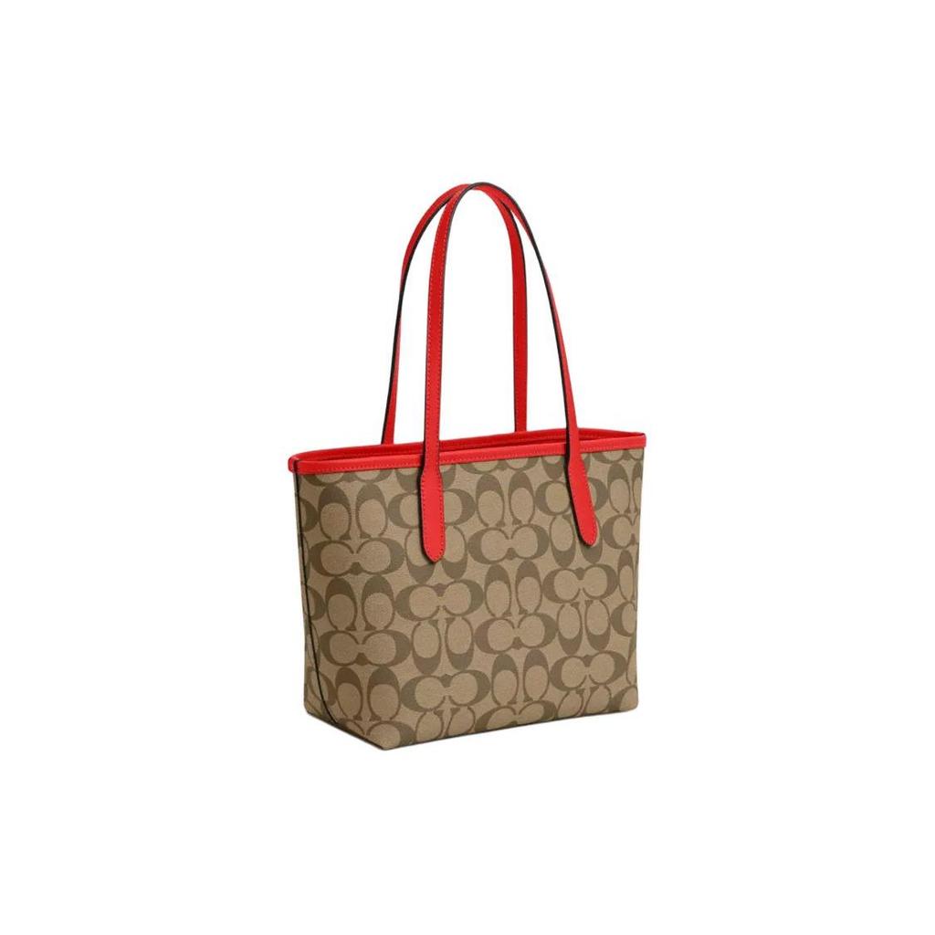 Coach City 23 Gold Logo Classic Monogram Snap Canvas And Leather Tote Bag Women Tote Bags Multicolor CN733-SVUC3