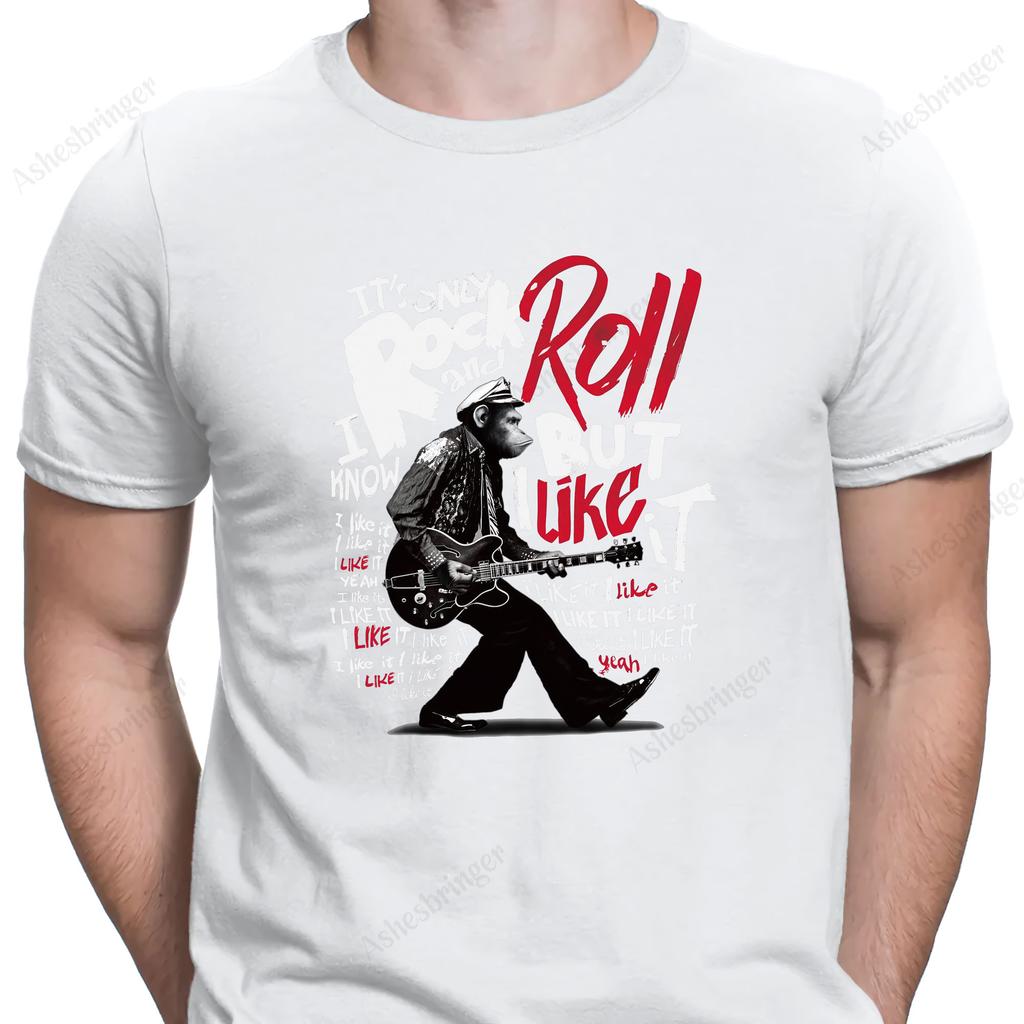 Men's Cotton Crew Neck ROCK'ROLL 80‘s Music Graphic Print T-Shirt Street Casual Style Tops for Men and Women