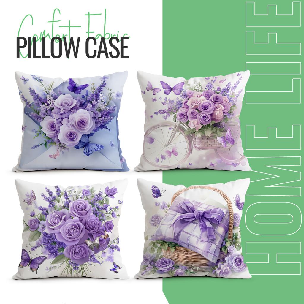 Purple Lavender Rose Cushion Cover Bedroom Car Home Sofa Decorative Pillowcase Vintage Throw Pillow Case
