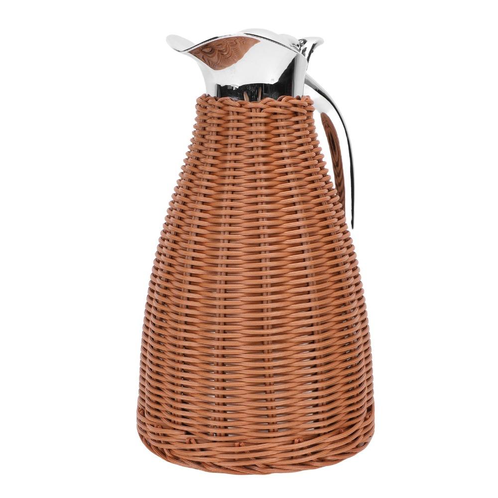 1.5L Capacity Insulated Coffee Pitcher Handwoven Rattan Body Woven Rattan Carafe Kitchen Counter