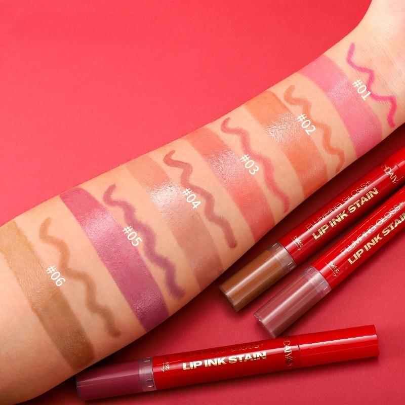 Double-ended Lip Pen Lip Oil Liquid Watercolor Lip Pen Lip Gloss Lip Color Lip Gloss Moisturizing and Easy To Apply Lip Gloss