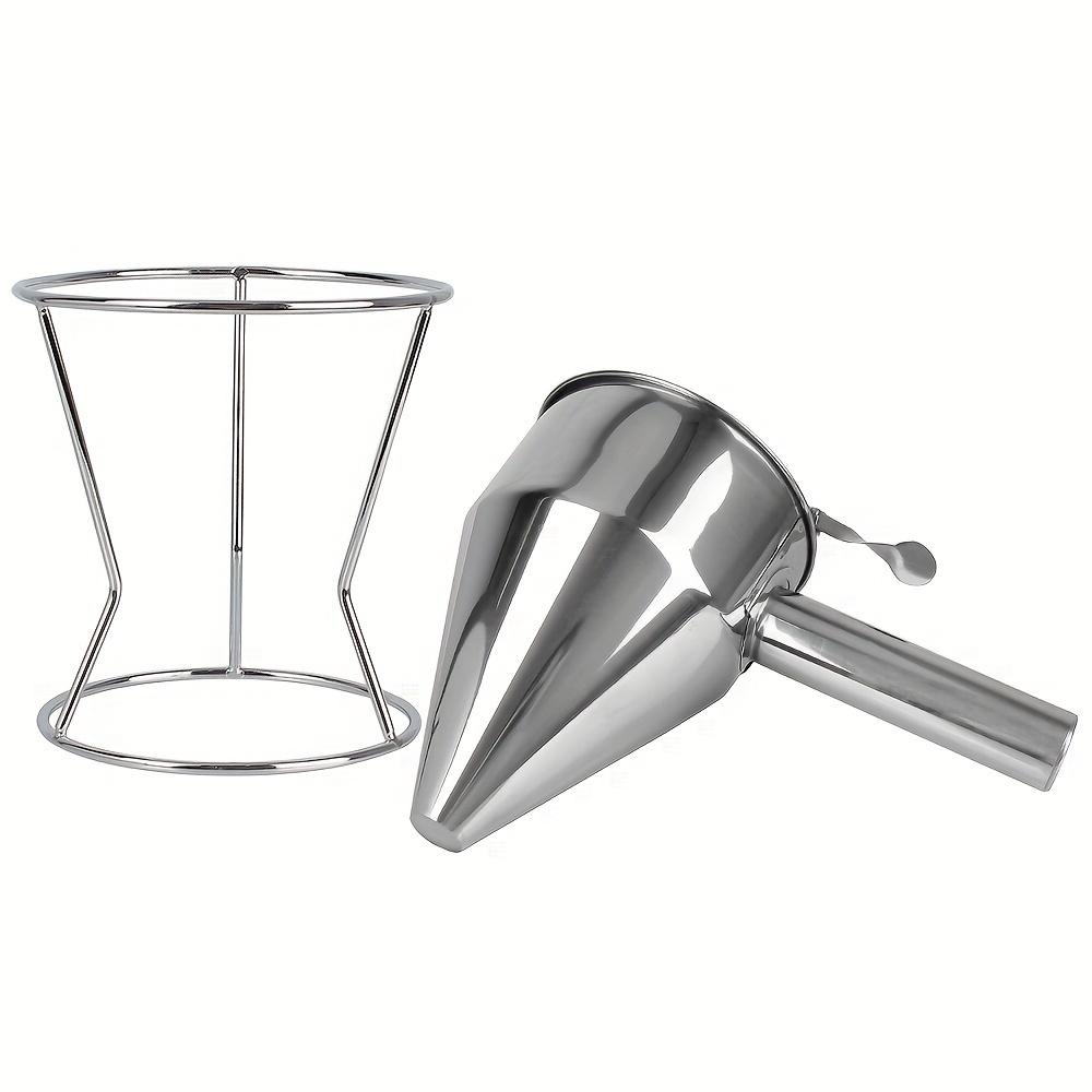 

Stainless Steel Funnel with Stand, Handle-Controlled Batter Dispenser, Kitchen Baking Liquid Divider Tool срібний