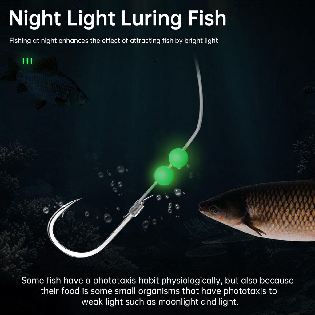 Fishing Beads,632 pcs Round Luminous Glow Rubber Soft Fishing Beads with Plastic Box, Multiple Sizes Sea Fishing Tackles