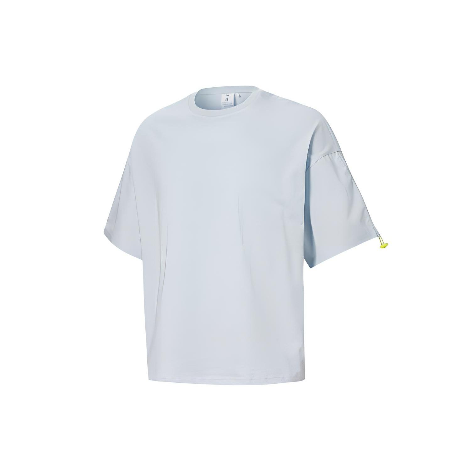 PUMA Round Neck Pullover Solid Color Short Sleeve Unisex Light Blue Gray Men s 599018-31 XS