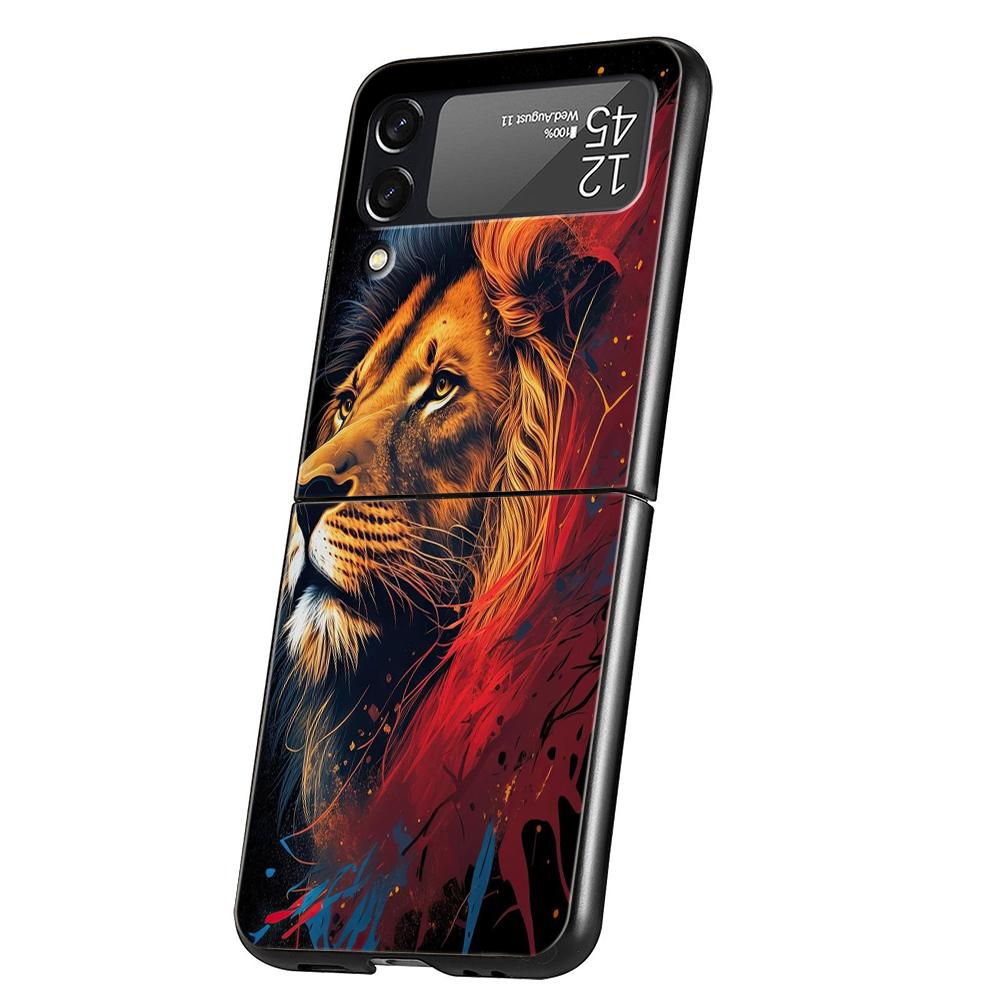 The Lion Hard PC Phone Case For Samsung Galaxy Z Flip 4 5 6 Transparent Cover For Galaxy Z Flip 3 Foldable Shockproof Cases Capa