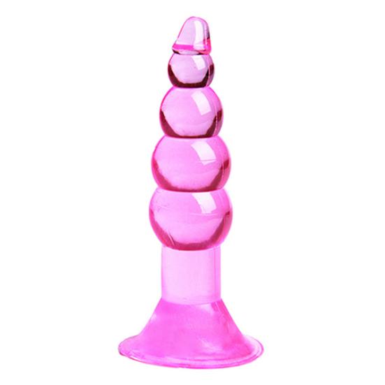 Unisex Pleasure Flexible Beads Anal Sex Toy Butt Plug Insert with Suction