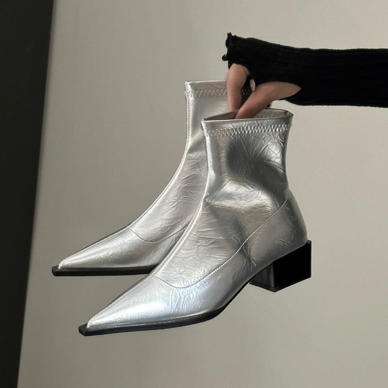 Fashion 2025 Autumn Women Ankle Boots Shoes Fashion Pointed Toe Ladies Short Boot Square Low Heel Casual Winter Women's Footwear