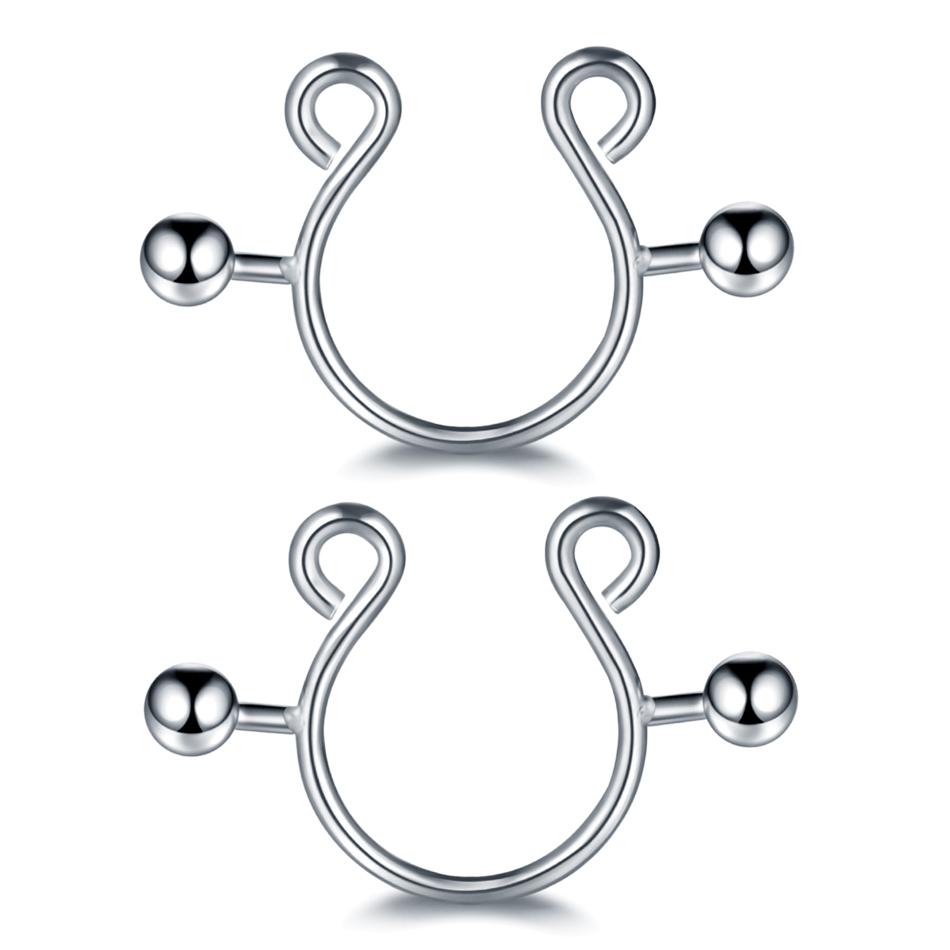 2 stuks/lot Chirurgisch Staal Nep Sexy Tepelklemringen Bedel Faux Tepelschild Niet-piercing Ringen Lichaamssieraden voor Vrouwen Cadeau