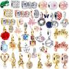 DIY Bead Charm Pendants Set for Original Silver Bangle Flower Heart Chameleon Cube Series Jewelry Gift