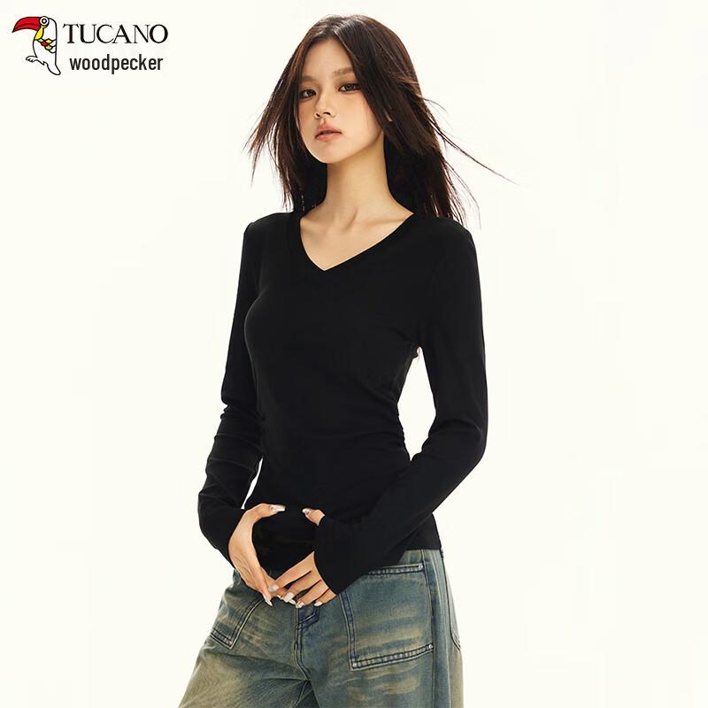 Woodpecker Women's V-Neck Slim Fit Long Sleeve T-shirt