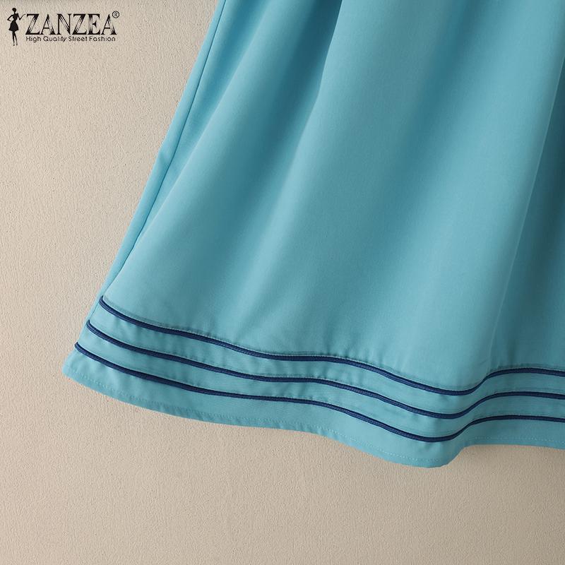 ZANZEA Women Short Sleeve Blouse and A-line Skirts Summer Two Piece Suit Sets