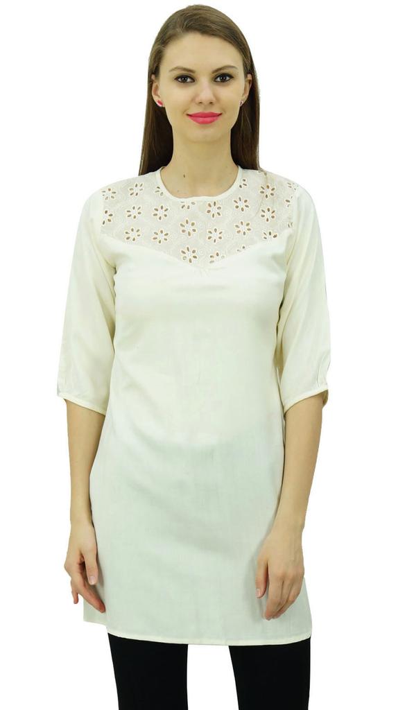 Bimba Women's Summer Short Tunic 3 4 Sleeves Top Kurti Designer Casual