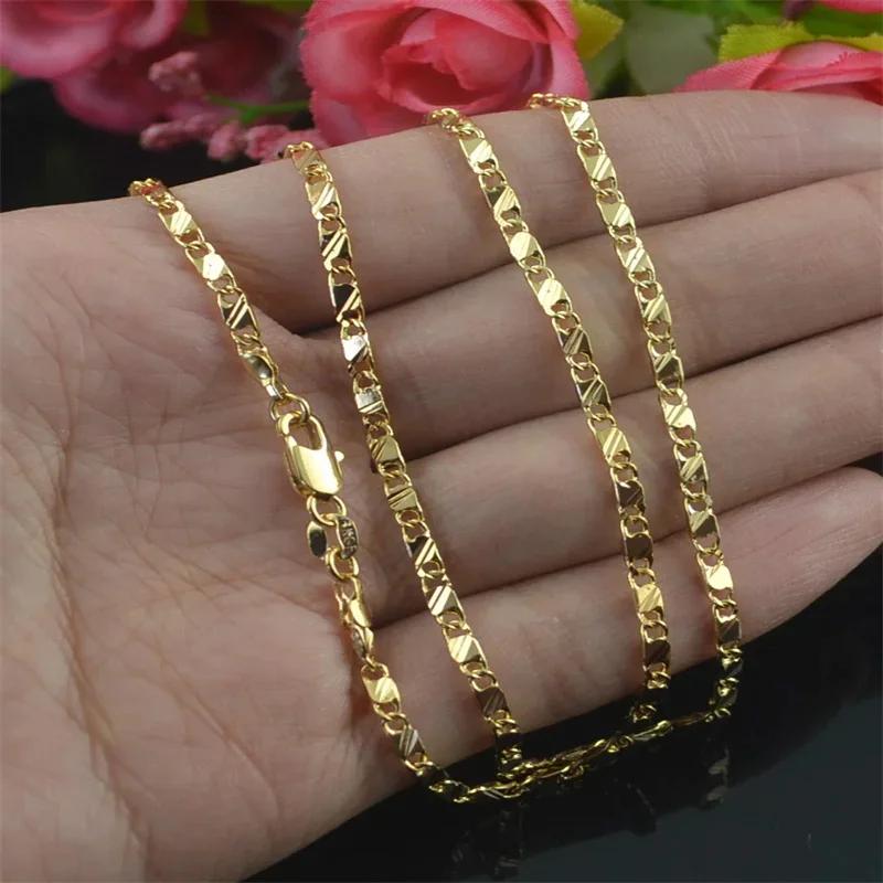 Exquisite 925 Silver Fashion 18K Gold Filled Necklace For Women Men Size 16-30 Inch Jewelry Chain Wholesale